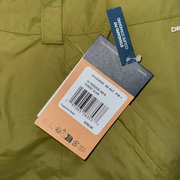 The North Face Women Sz XS Short freedom insulated Snow Ski bib Forest Olive New - Picture 9 of 16
